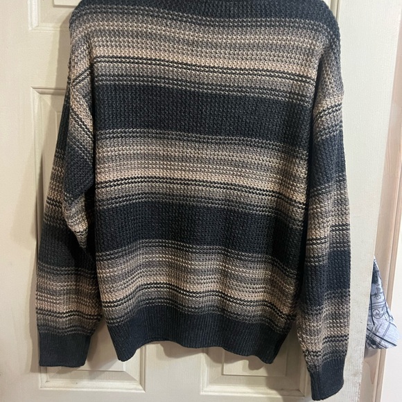 Jantzen Men's Sweater - Black and Cream Stripes - Picture 2 of 3